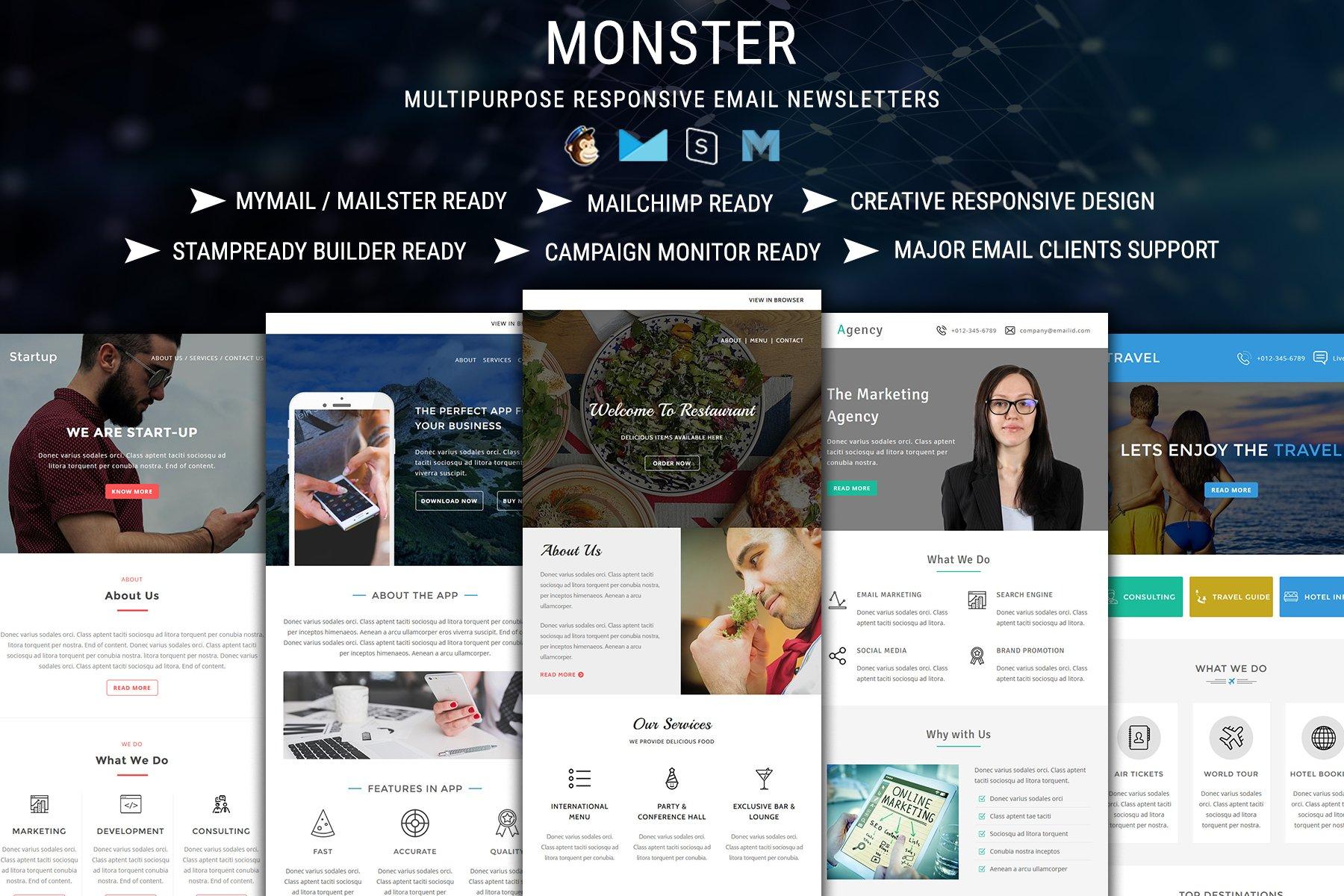 Monster Multiconcept Email Template Pack