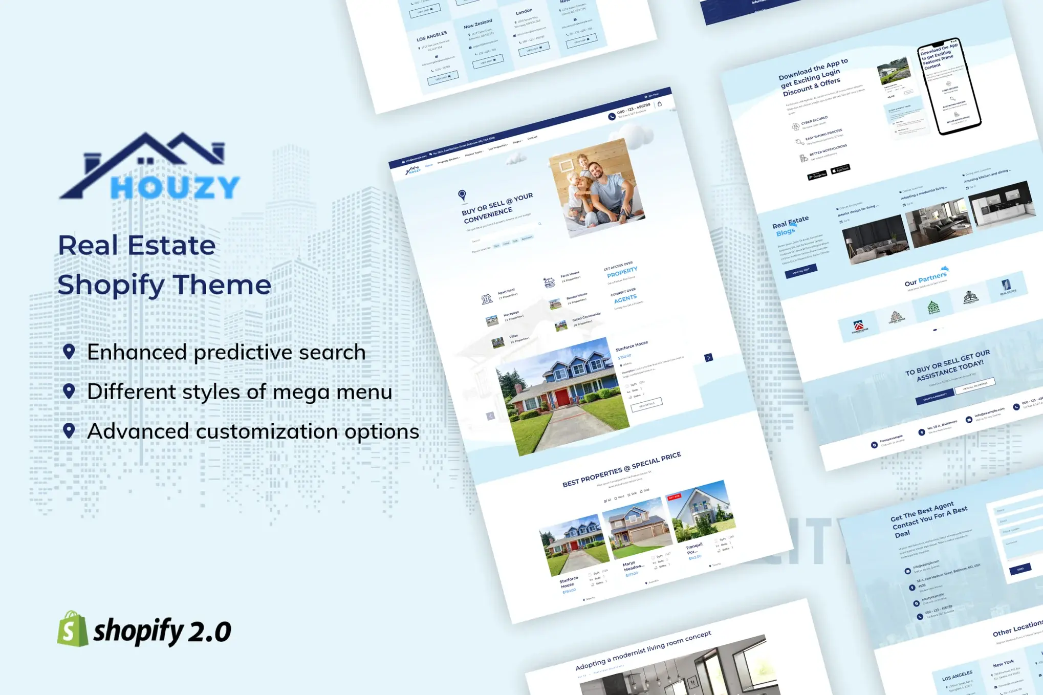 Houzy - Directory Listing, Property shopify Theme.