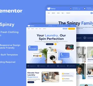 Spinzy - Laundry & Fresh Clothing Elementor Template Kit