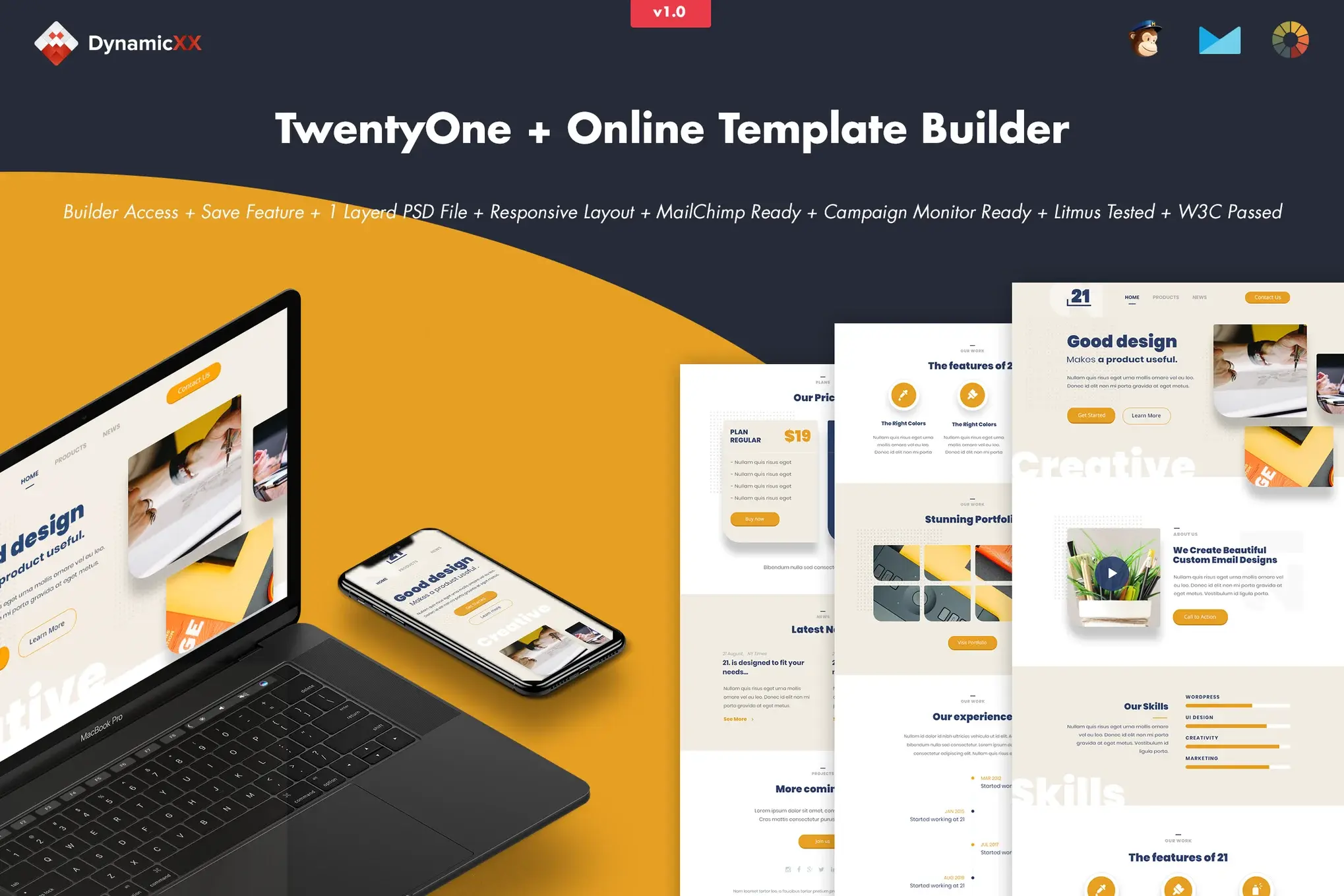 TwentyOne - Creative Portfolio Email + Builder